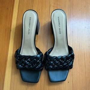 Braided Block Heel Slip On Sandals Sincerely Jules